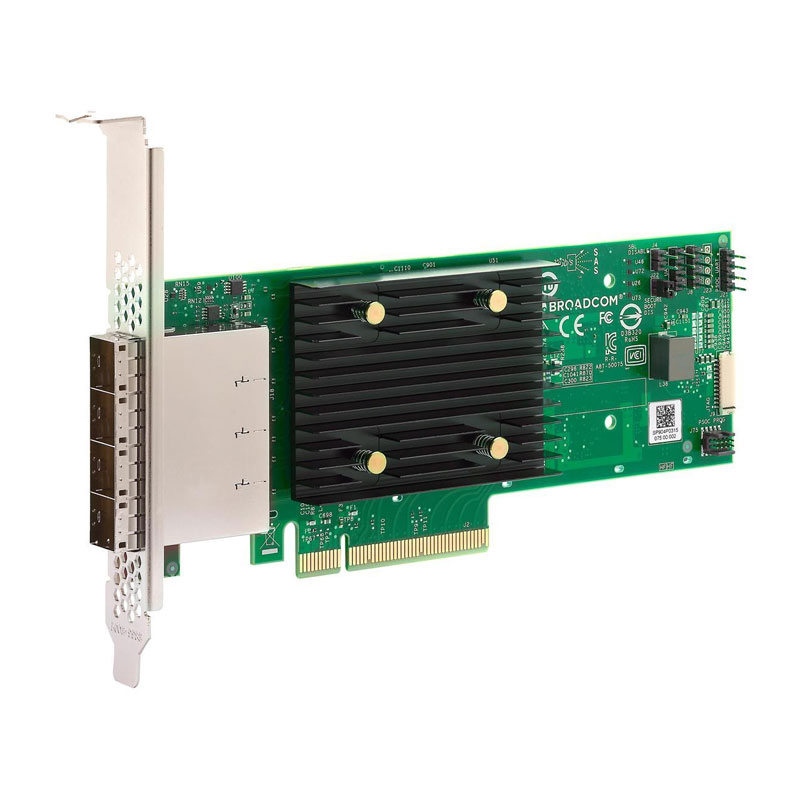 博通9600-16e,SATA,SAS,NVME,三模存储适配器,PCIe 4.0,x8 eHBA,外部端口,高性能,增强连接性